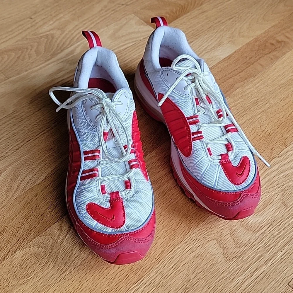 Nike Air Max Red White Youth Unisex Sneaker Leather & Mesh Upper